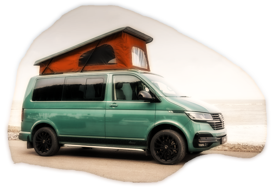 Bayleaf Green transporter with Maratime Orange Pop Top